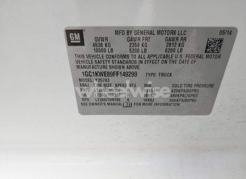 Photo 9 of 2015 Chevrolet Silverado 2500HD LTZ (VIN 1GC1KWE89FF149299)