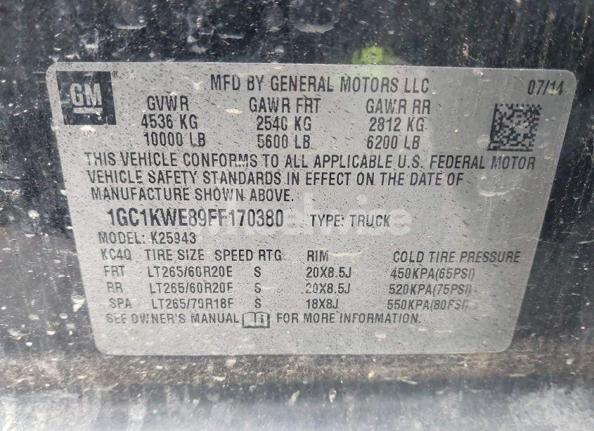 Photo 9 of 2015 Chevrolet Silverado 2500HD LTZ (VIN 1GC1KWE89FF170380)