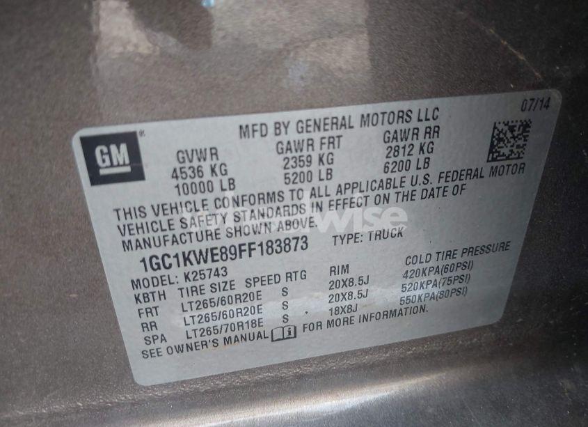 Photo 9 of 2015 Chevrolet Silverado 2500HD LTZ (VIN 1GC1KWE89FF183873)