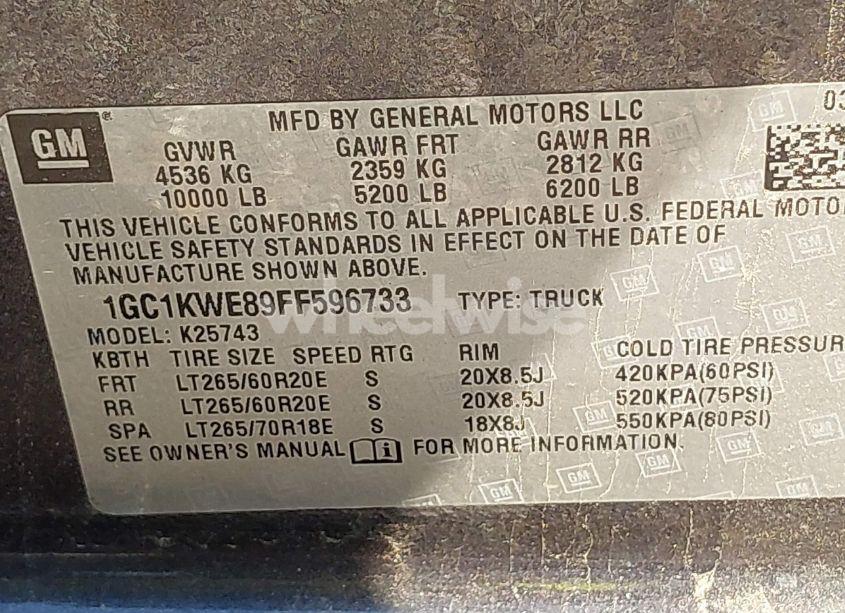 Photo 9 of 2015 Chevrolet Silverado 2500HD LTZ (VIN 1GC1KWE89FF596733)