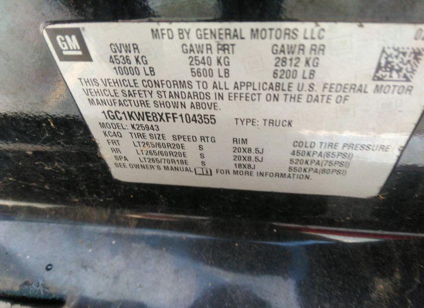 Photo 9 of 2015 Chevrolet Silverado 2500HD LTZ (VIN 1GC1KWE8XFF104355)