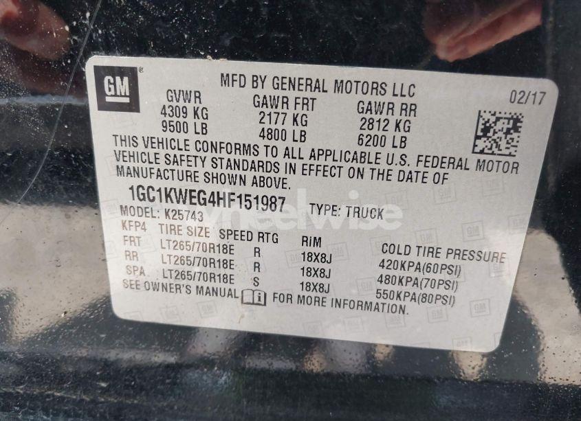 Photo 9 of 2017 Chevrolet Silverado 2500HD LTZ (VIN 1GC1KWEG4HF151987)