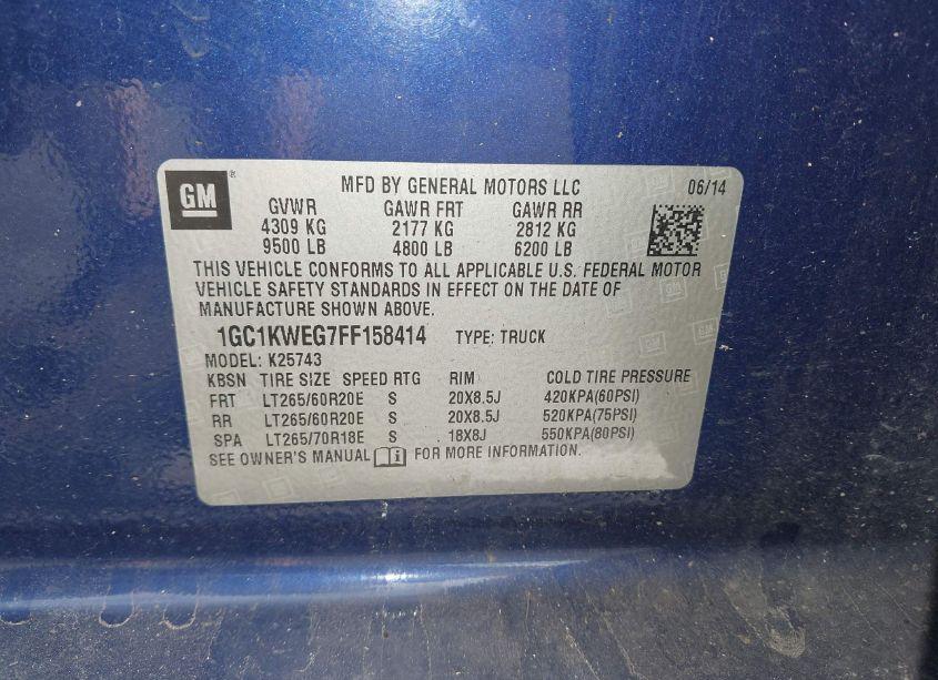 Photo 9 of 2015 Chevrolet Silverado 2500HD LTZ (VIN 1GC1KWEG7FF158414)