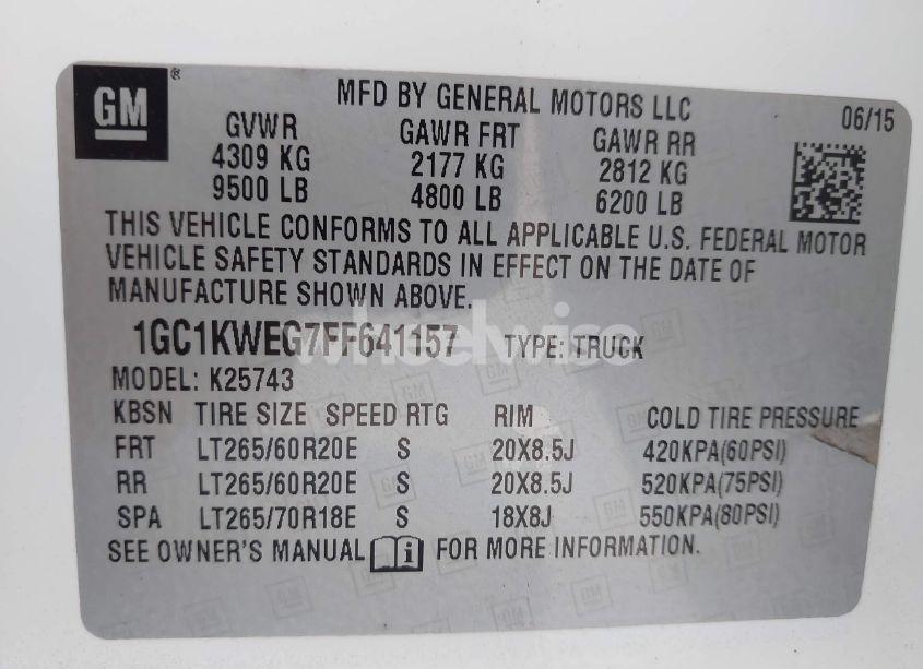 Photo 9 of 2015 Chevrolet Silverado 2500HD LTZ (VIN 1GC1KWEG7FF641157)