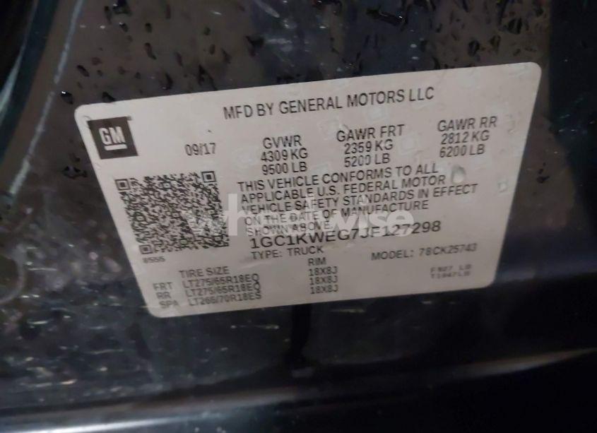 Photo 9 of 2018 Chevrolet Silverado 2500HD LTZ (VIN 1GC1KWEG7JF127298)