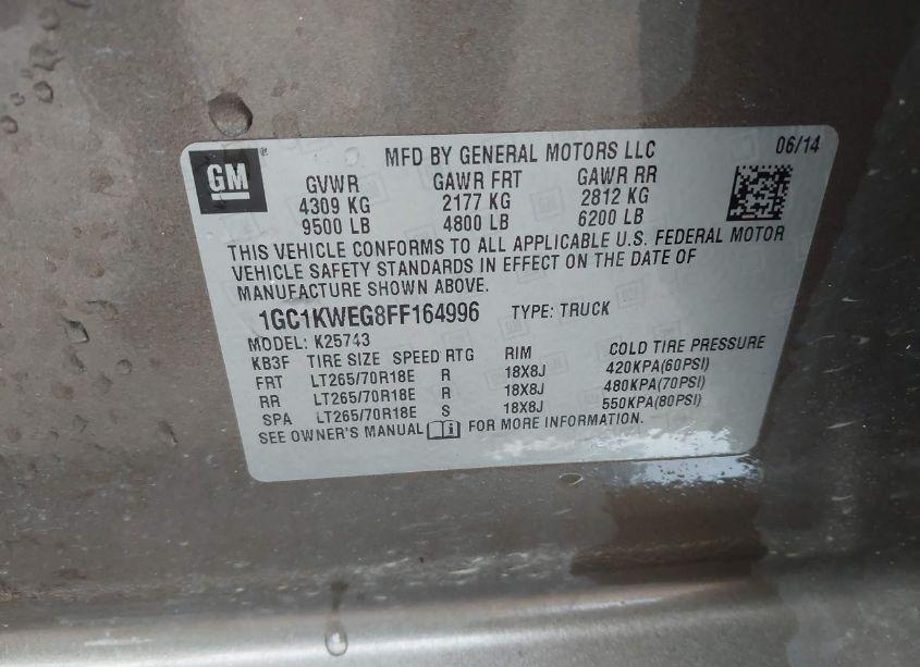 Photo 9 of 2015 Chevrolet Silverado 2500HD LTZ (VIN 1GC1KWEG8FF164996)