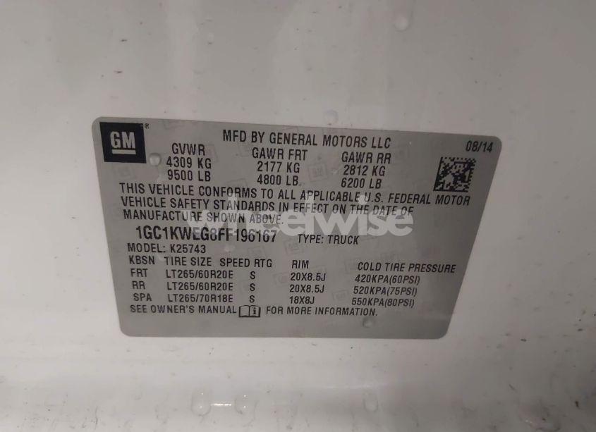 Photo 9 of 2015 Chevrolet Silverado 2500HD LTZ (VIN 1GC1KWEG8FF196167)