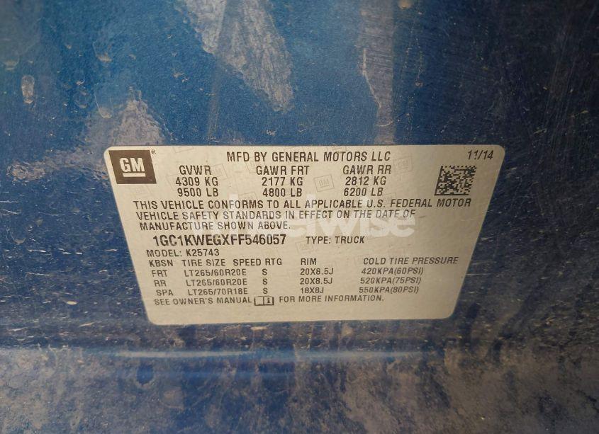 Photo 9 of 2015 Chevrolet Silverado 2500HD LTZ (VIN 1GC1KWEGXFF546057)