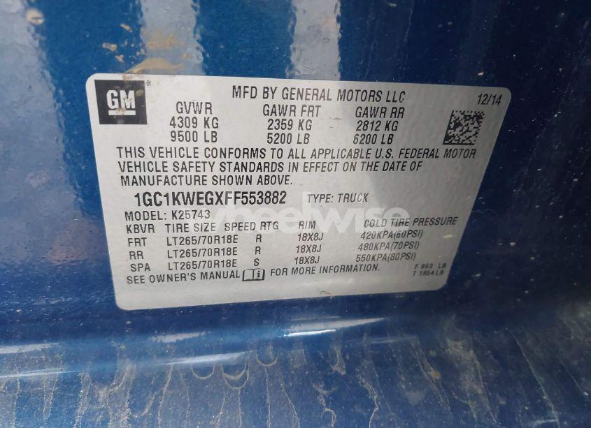 Photo 9 of 2015 Chevrolet Silverado 2500HD LTZ (VIN 1GC1KWEGXFF553882)