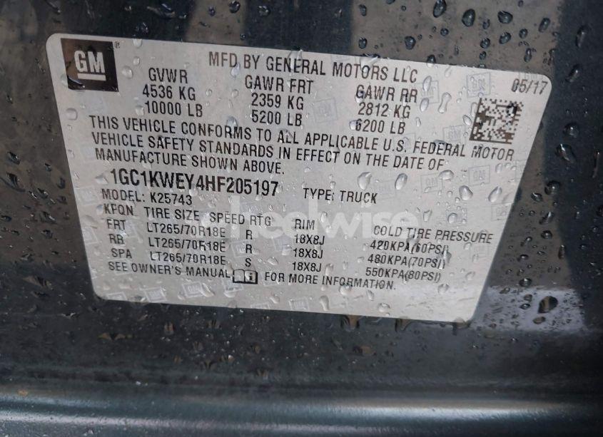 Photo 9 of 2017 Chevrolet Silverado 2500HD LTZ (VIN 1GC1KWEY4HF205197)