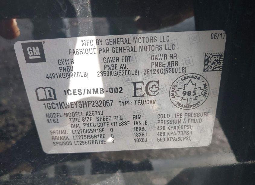 Photo 9 of 2017 Chevrolet Silverado 2500HD LTZ (VIN 1GC1KWEY5HF232067)