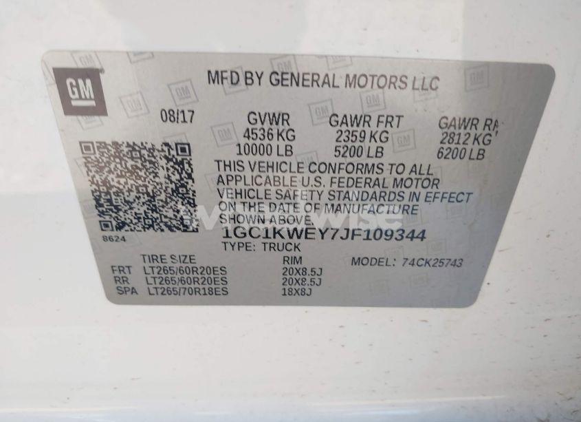 Photo 9 of 2018 Chevrolet Silverado 2500HD LTZ (VIN 1GC1KWEY7JF109344)