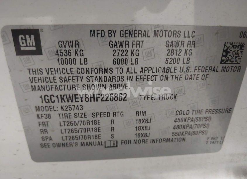 Photo 9 of 2017 Chevrolet Silverado 2500HD LTZ (VIN 1GC1KWEY8HF226862)