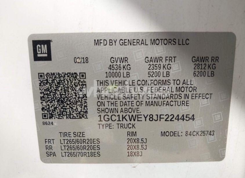 Photo 9 of 2018 Chevrolet Silverado 2500HD LTZ (VIN 1GC1KWEY8JF224454)