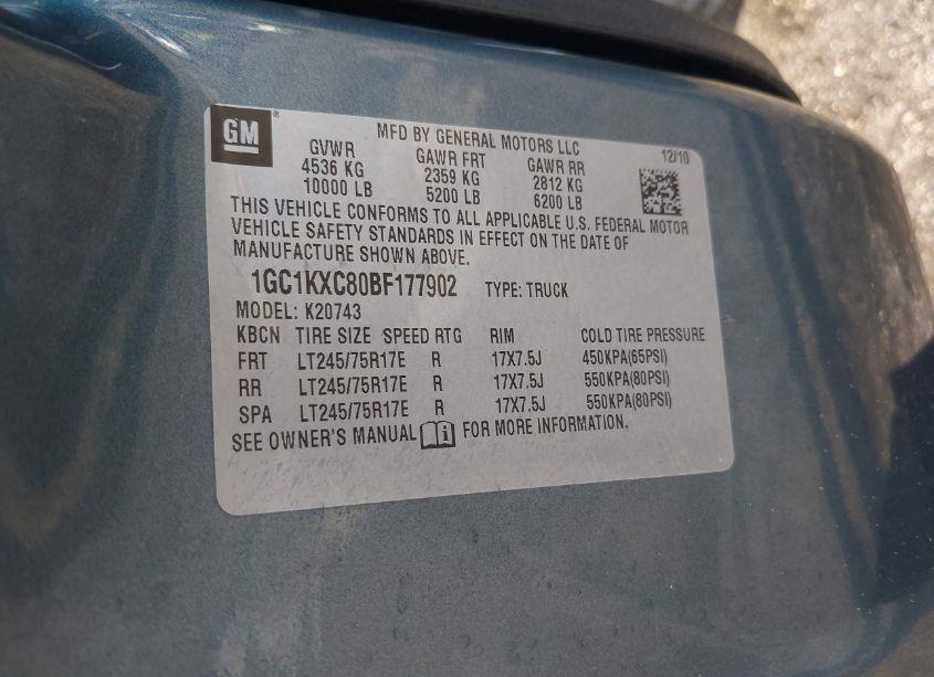 Photo 9 of 2011 Chevrolet Silverado 2500HD LT (VIN 1GC1KXC80BF177902)