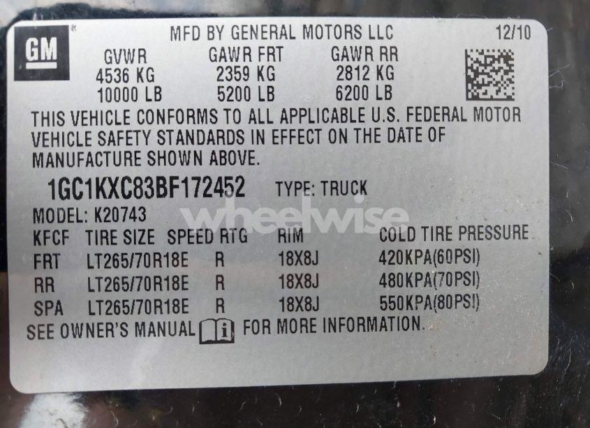 Photo 9 of 2011 Chevrolet Silverado 2500HD LT (VIN 1GC1KXC83BF172452)