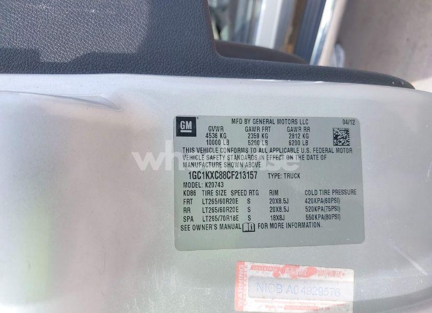 Photo 9 of 2012 Chevrolet Silverado 2500HD LT (VIN 1GC1KXC88CF213157)