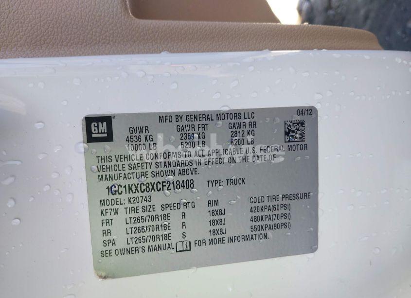 Photo 9 of 2012 Chevrolet Silverado 2500HD LT (VIN 1GC1KXC8XCF218408)