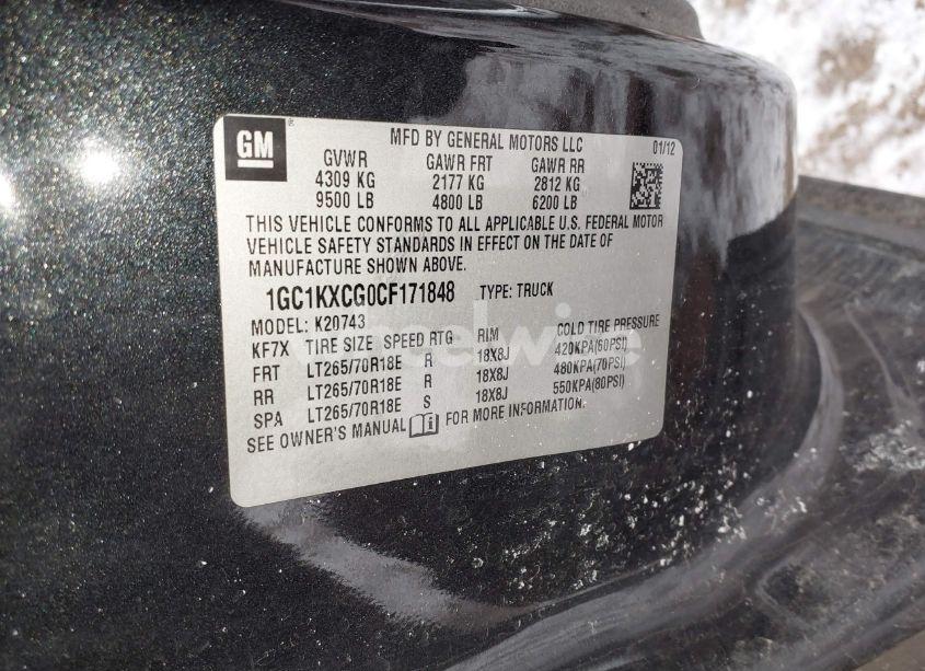 Photo 9 of 2012 Chevrolet Silverado 2500HD LT (VIN 1GC1KXCG0CF171848)