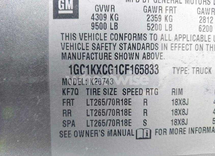 Photo 9 of 2012 Chevrolet Silverado 2500HD LT (VIN 1GC1KXCG1CF165833)