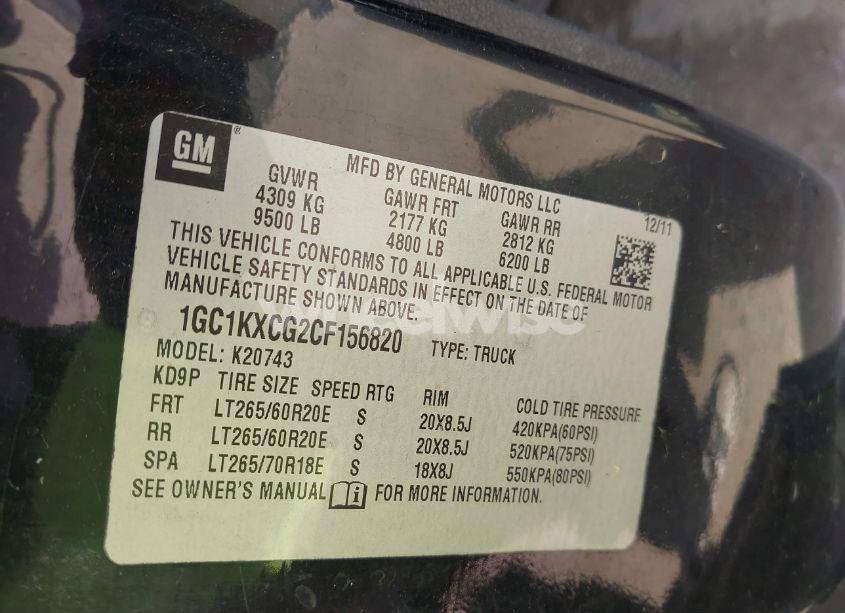 Photo 9 of 2012 Chevrolet Silverado 2500HD LT (VIN 1GC1KXCG2CF156820)