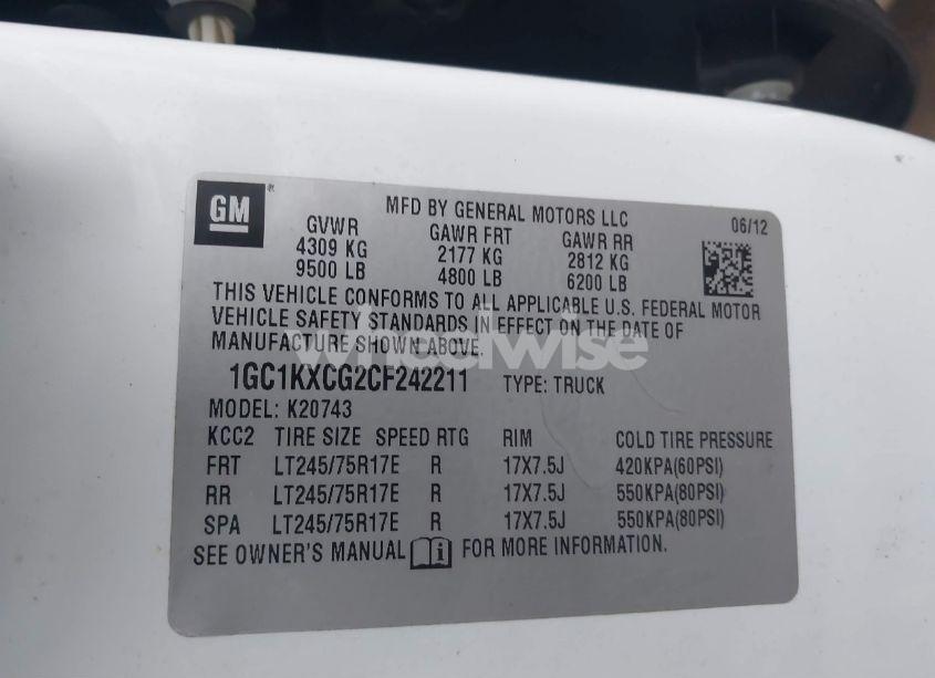 Photo 9 of 2012 Chevrolet Silverado 2500HD LT (VIN 1GC1KXCG2CF242211)