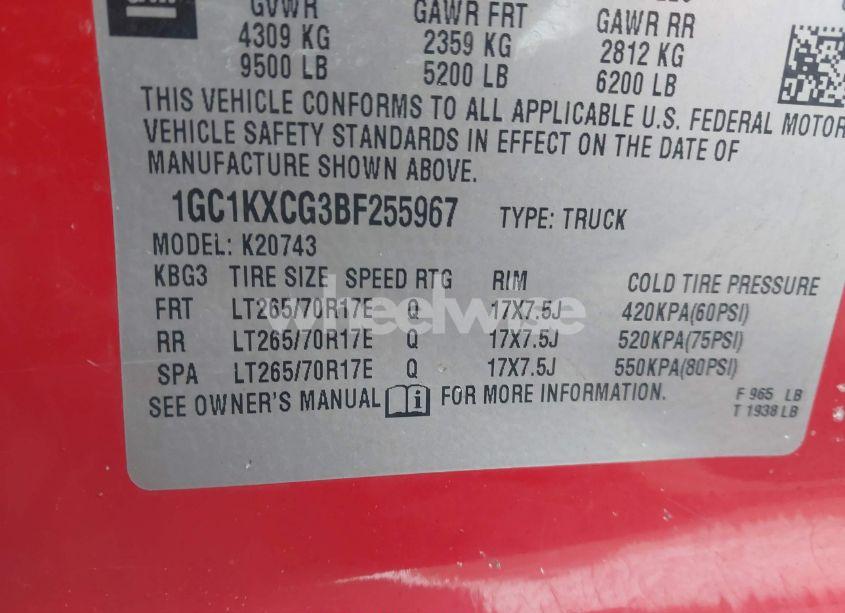 Photo 9 of 2011 Chevrolet Silverado 2500HD LT (VIN 1GC1KXCG3BF255967)