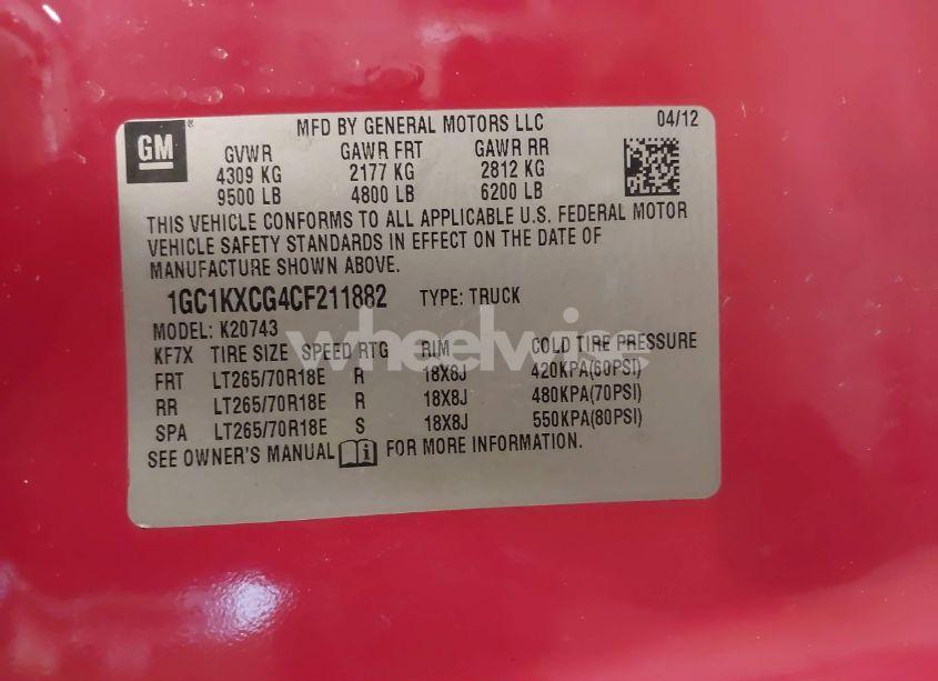 Photo 9 of 2012 Chevrolet Silverado 2500HD LT (VIN 1GC1KXCG4CF211882)