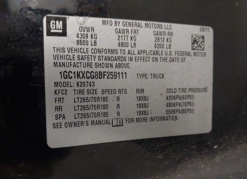 Photo 9 of 2011 Chevrolet Silverado 2500HD LT (VIN 1GC1KXCG8BF259111)