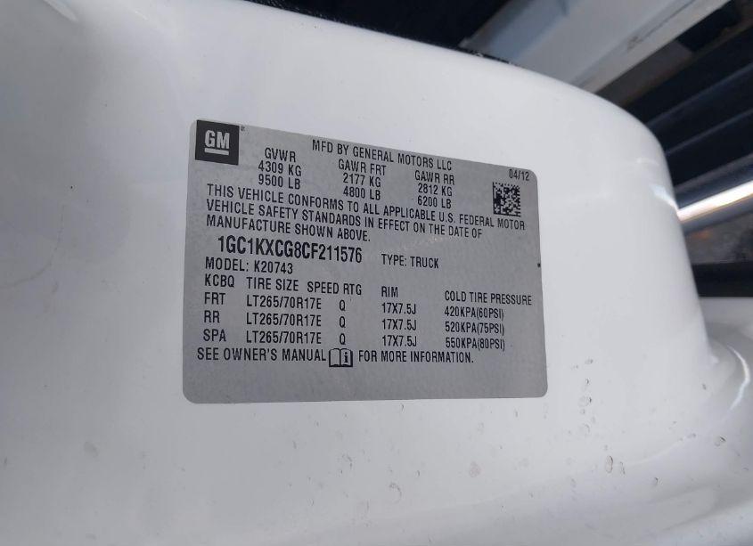 Photo 9 of 2012 Chevrolet Silverado 2500HD LT (VIN 1GC1KXCG8CF211576)