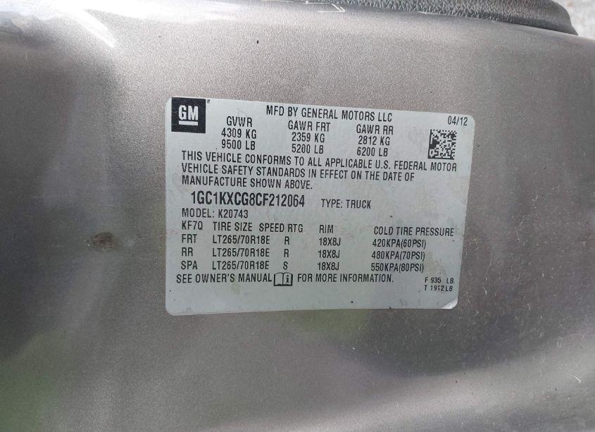 Photo 9 of 2012 Chevrolet Silverado 2500HD LT (VIN 1GC1KXCG8CF212064)