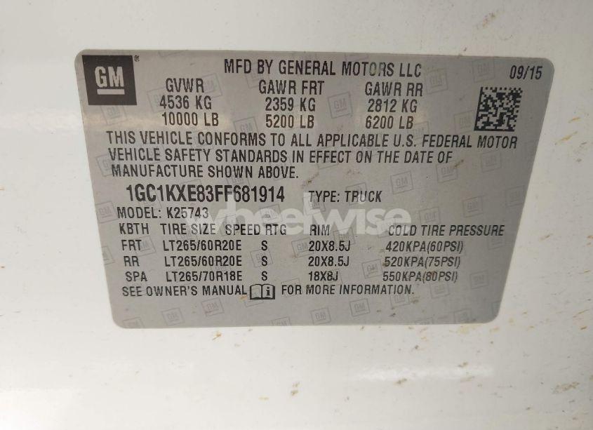 Photo 9 of 2015 Chevrolet Silverado 2500HD HIGH COUNTRY (VIN 1GC1KXE83FF681914)