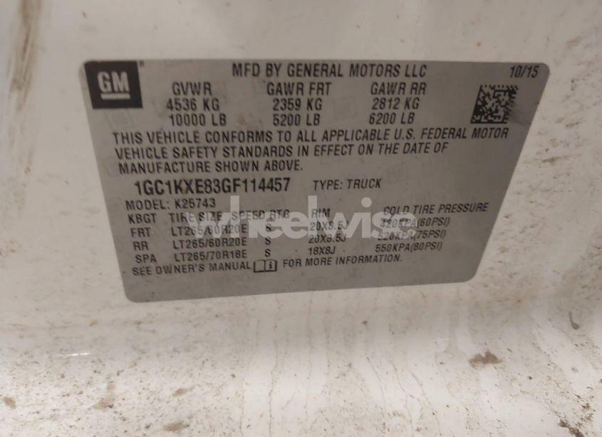 Photo 9 of 2016 Chevrolet Silverado 2500HD HIGH COUNTRY (VIN 1GC1KXE83GF114457)