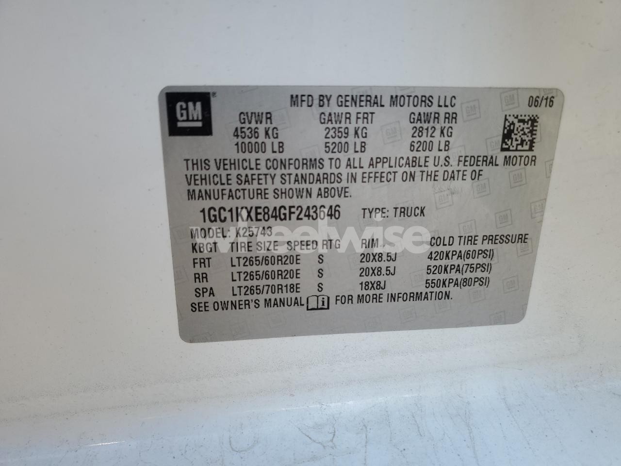 Photo 12 of 2016 CHEVROLET SILVERADO K2500 HIGH COUNTRY (VIN 1GC1KXE84GF243646)