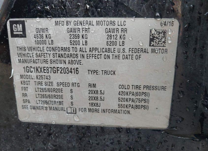 Photo 9 of 2016 Chevrolet Silverado 2500HD HIGH COUNTRY (VIN 1GC1KXE87GF203416)