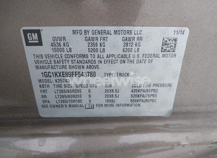 Photo 9 of 2015 Chevrolet Silverado 2500HD HIGH COUNTRY (VIN 1GC1KXE89FF543780)