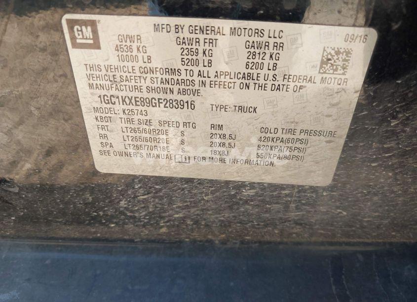 Photo 9 of 2016 Chevrolet Silverado 2500HD HIGH COUNTRY (VIN 1GC1KXE89GF283916)