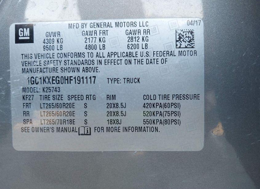 Photo 9 of 2017 Chevrolet Silverado 2500HD HIGH COUNTRY (VIN 1GC1KXEG0HF191117)