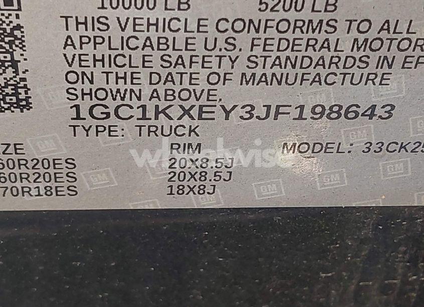 Photo 9 of 2018 Chevrolet Silverado 2500HD HIGH COUNTRY (VIN 1GC1KXEY3JF198643)