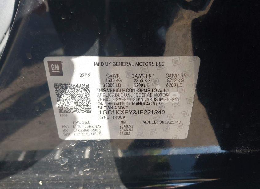 Photo 9 of 2018 Chevrolet Silverado 2500HD HIGH COUNTRY (VIN 1GC1KXEY3JF221340)