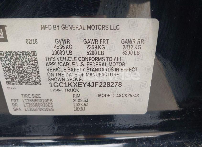 Photo 9 of 2018 Chevrolet Silverado 2500HD HIGH COUNTRY (VIN 1GC1KXEY4JF228278)