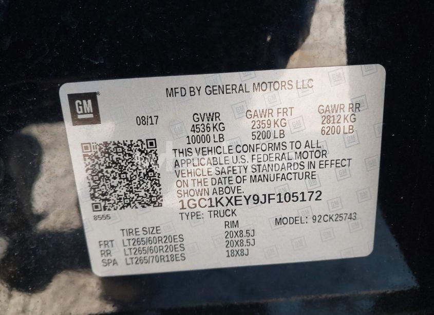 Photo 9 of 2018 Chevrolet Silverado 2500HD HIGH COUNTRY (VIN 1GC1KXEY9JF105172)