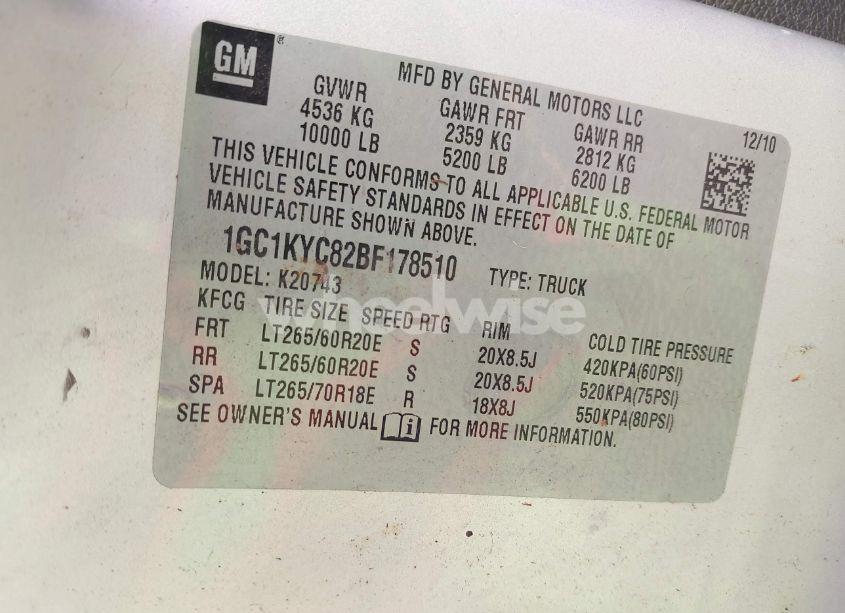 Photo 9 of 2011 Chevrolet Silverado 2500HD LTZ (VIN 1GC1KYC82BF178510)