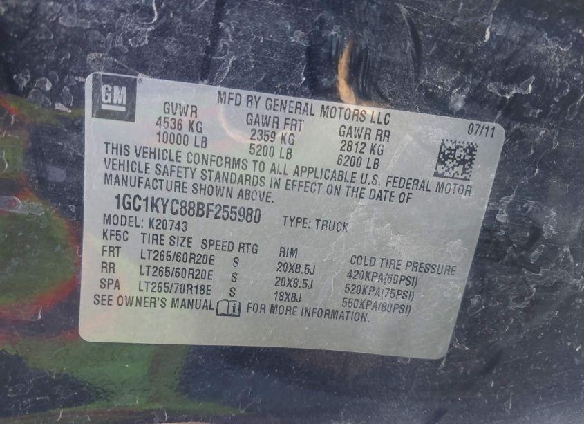 Photo 9 of 2011 Chevrolet Silverado 2500HD LTZ (VIN 1GC1KYC88BF255980)