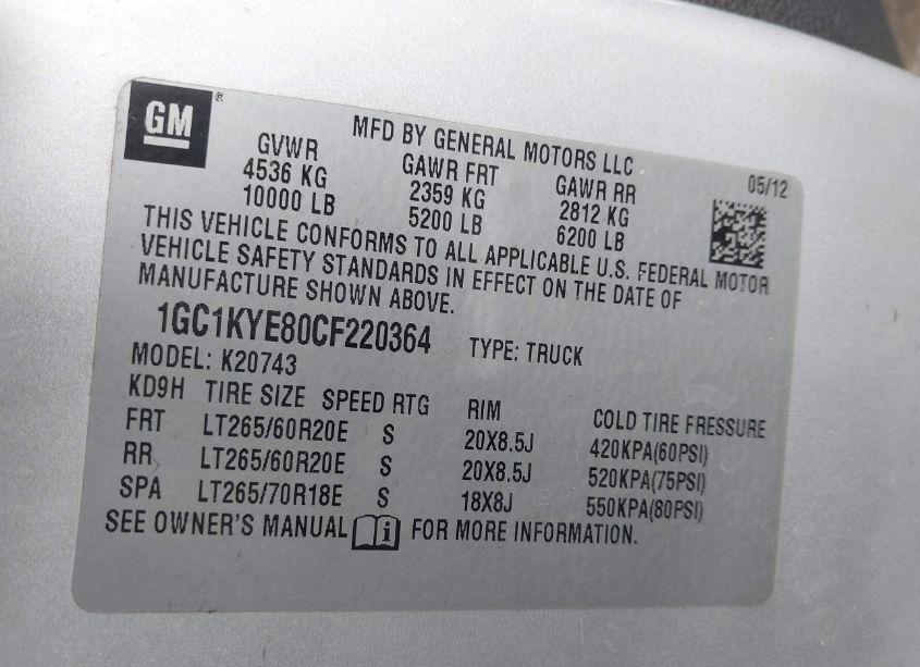 Photo 9 of 2012 Chevrolet Silverado 2500HD LTZ (VIN 1GC1KYE80CF220364)