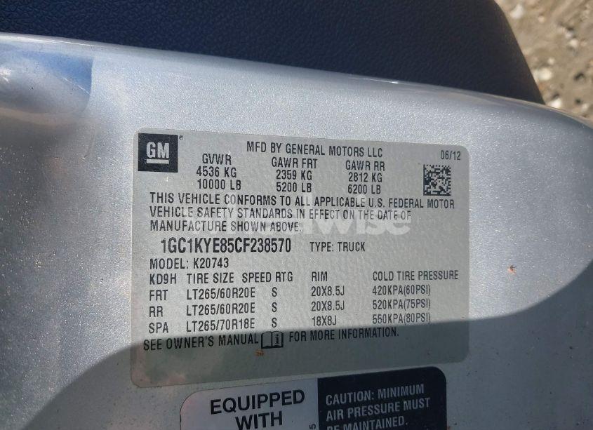 Photo 9 of 2012 Chevrolet Silverado 2500HD LTZ (VIN 1GC1KYE85CF238570)