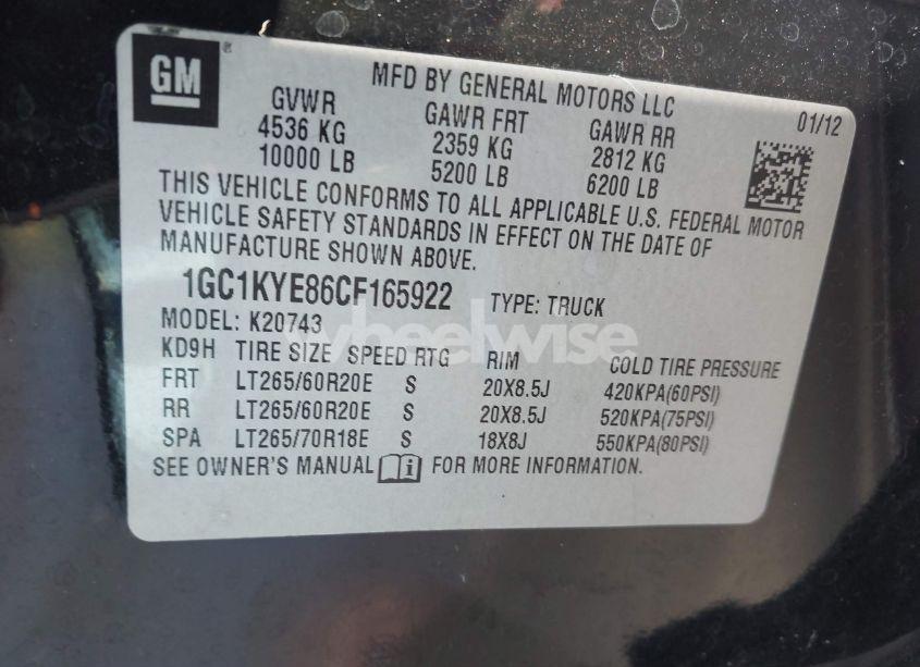 Photo 9 of 2012 Chevrolet Silverado 2500HD LTZ (VIN 1GC1KYE86CF165922)