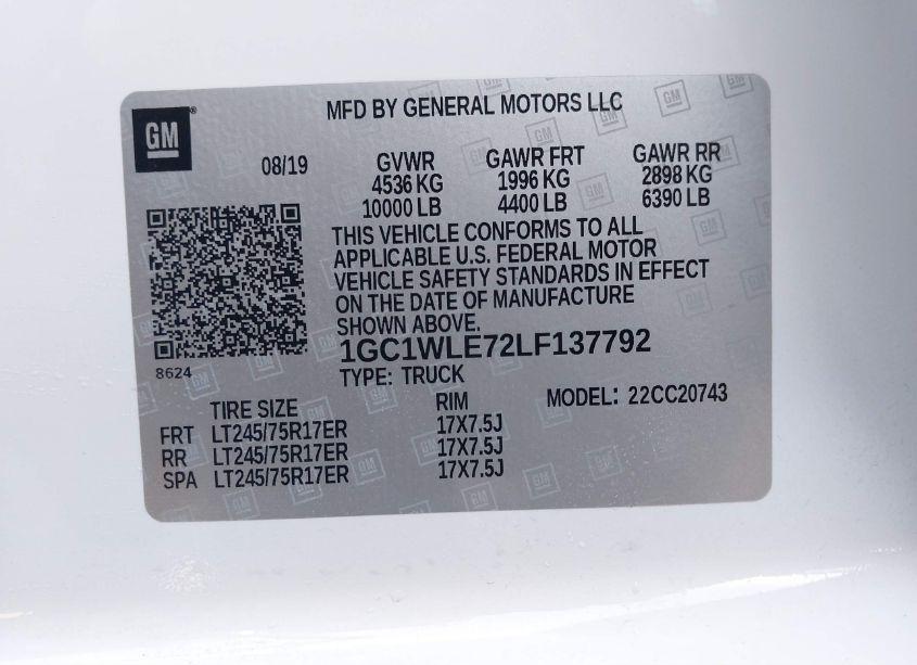 Photo 9 of 2020 Chevrolet Silverado 2500HD 2WD STANDARD BED WT (VIN 1GC1WLE72LF137792)