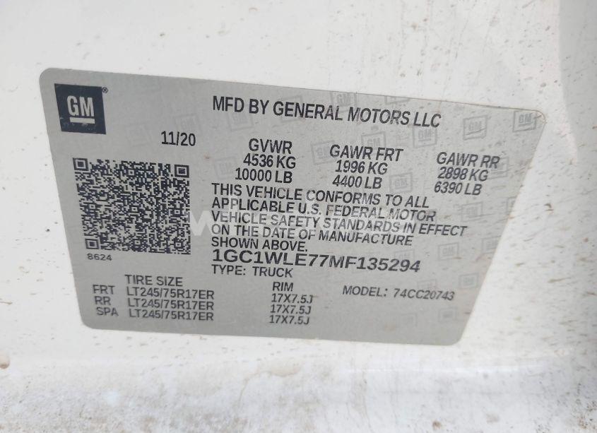 Photo 9 of 2021 Chevrolet Silverado 2500HD 2WD STANDARD BED WT (VIN 1GC1WLE77MF135294)