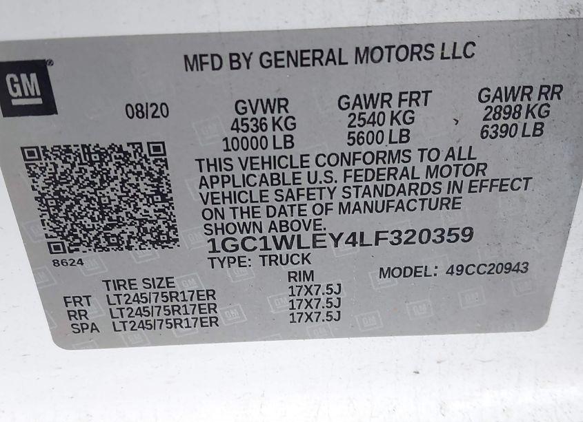 Photo 9 of 2020 Chevrolet Silverado 2500HD 2WD LONG BED WT (VIN 1GC1WLEY4LF320359)